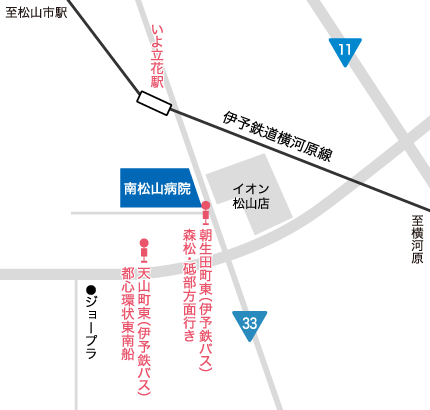 電車・バスでお越しの場合の地図