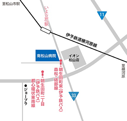 電車・バスでお越しの場合の地図